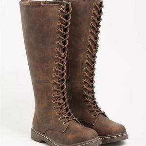 Torrid Brown Lace-Up Knee-High Boots 9WW